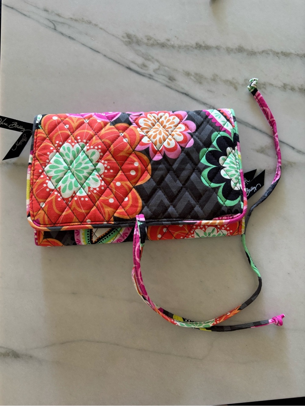 Vera Bradley retired print Ziggy Zinnia Trifold Travel Cosmetic Bag